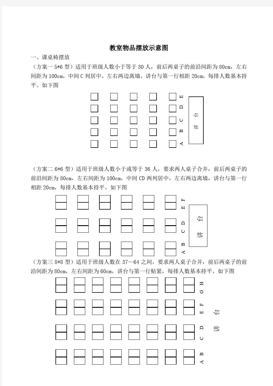 教室物品摆放示意图