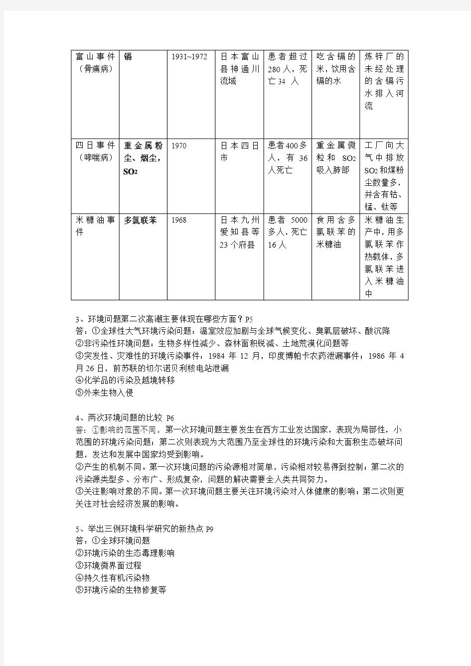 环境科学期末复习提纲