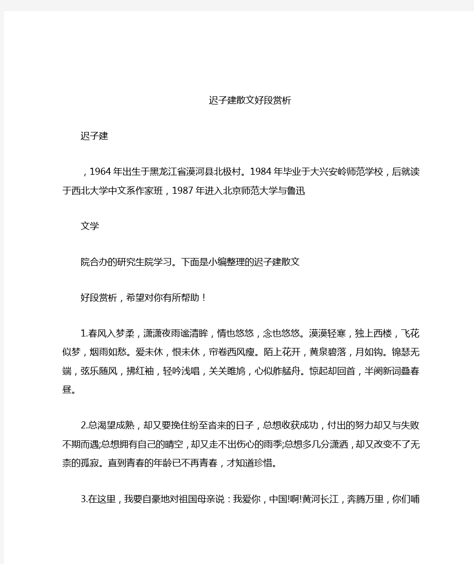 迟子建散文好段赏析