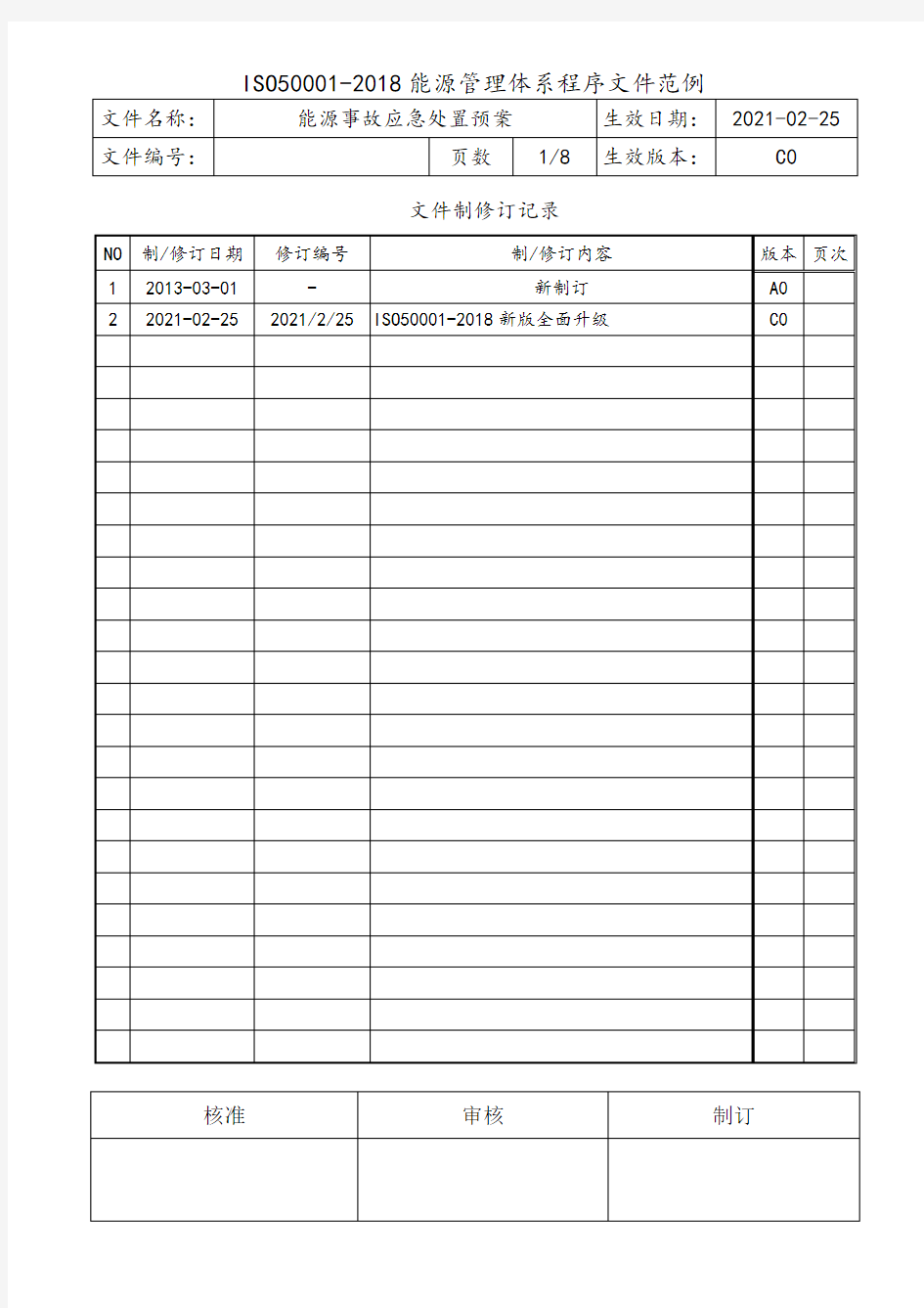 ISO50001能源事故应急处置预案