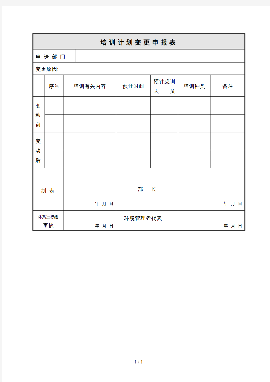 培训计划变更申报表