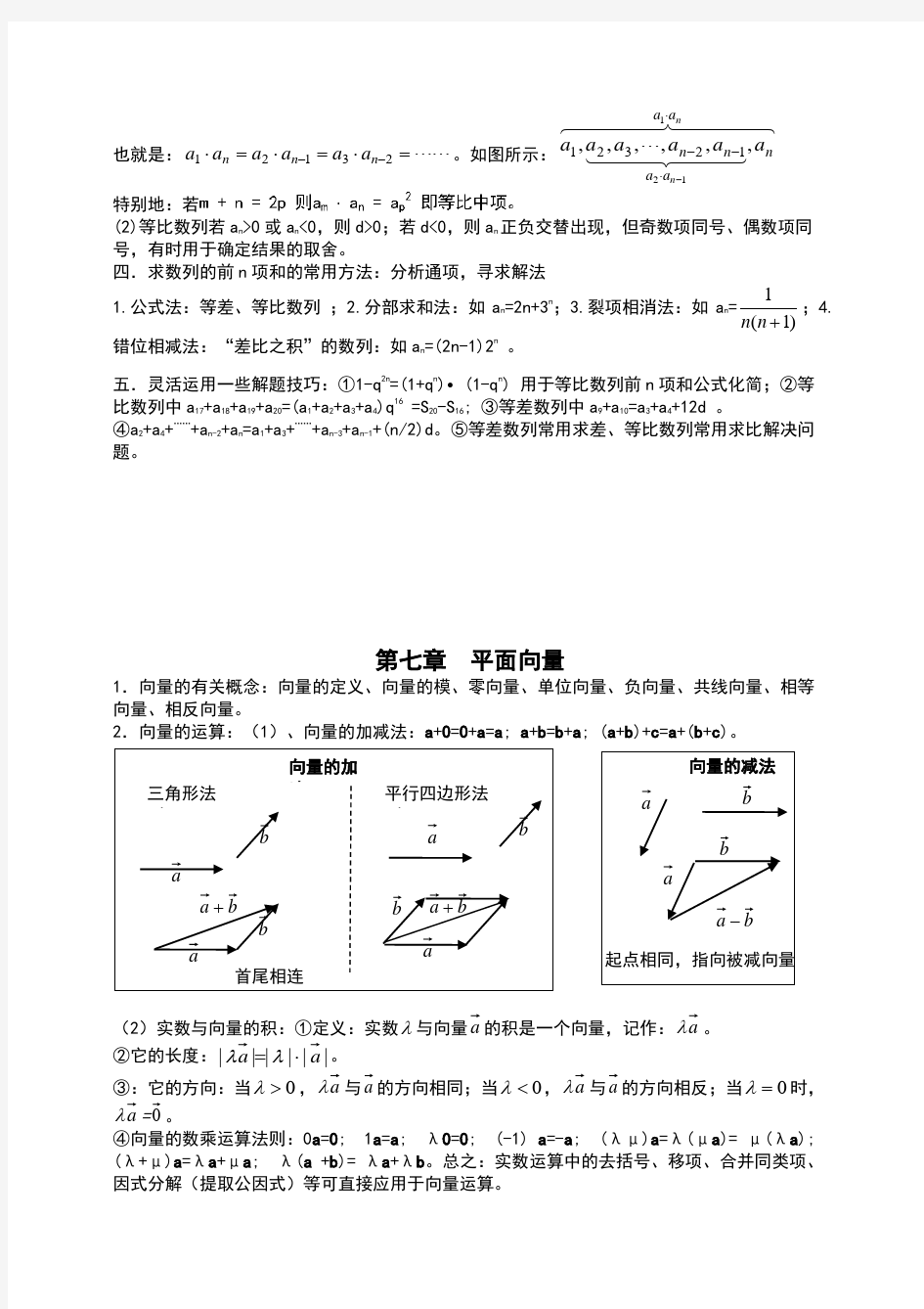 湖北中职技能高考数学知识总汇