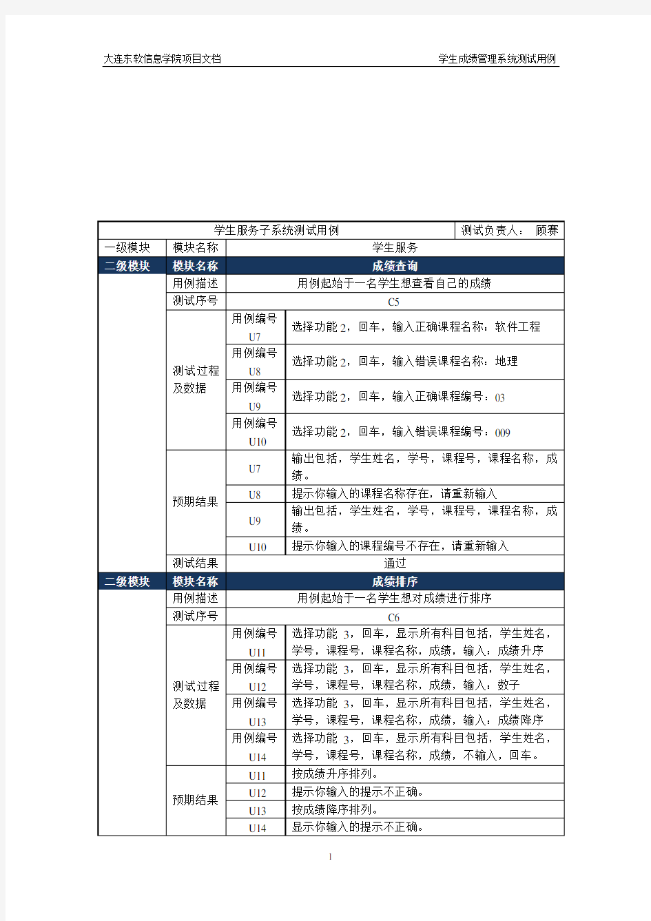 学生成绩管理系统测试用例