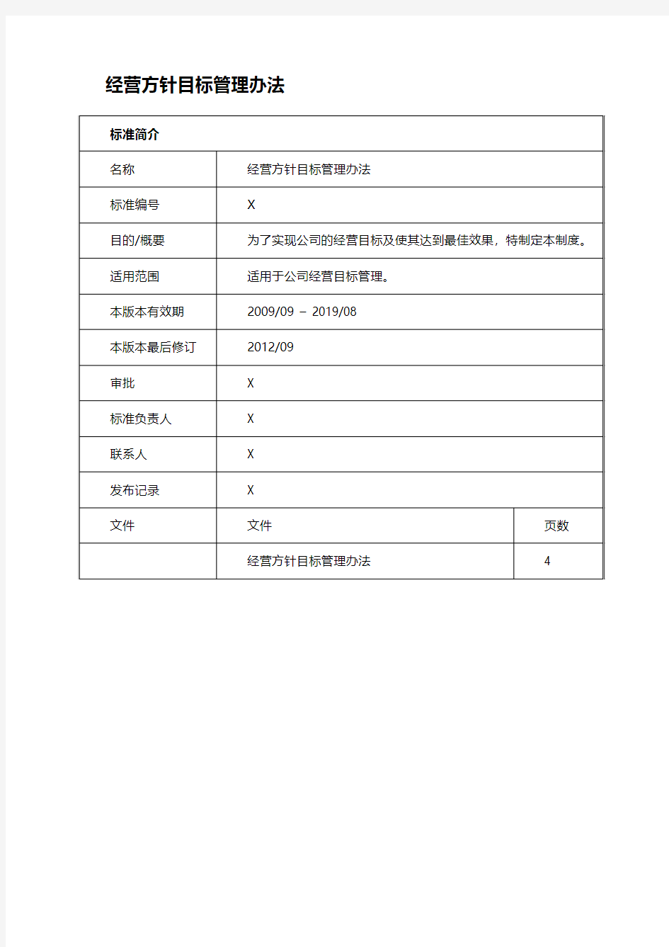 经营方针目标管理办法