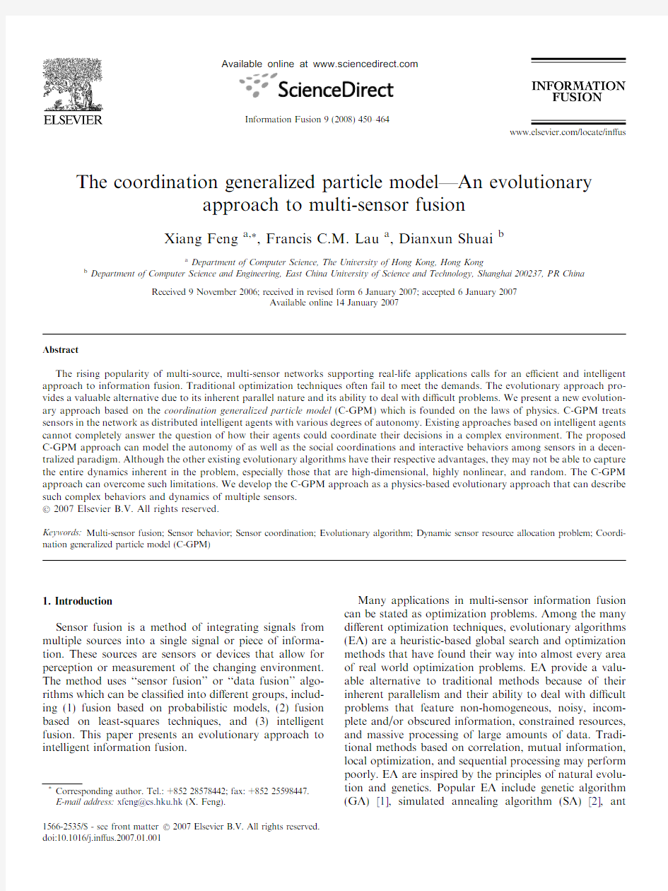 2The coordination generalized particle model—An evolutionary approach to multi-sensor fusion