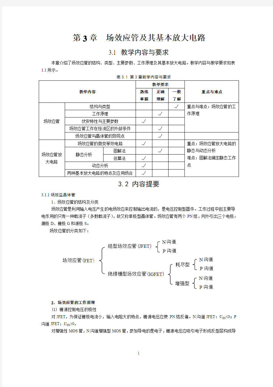 第3章  场效应管及其放大电路习题解