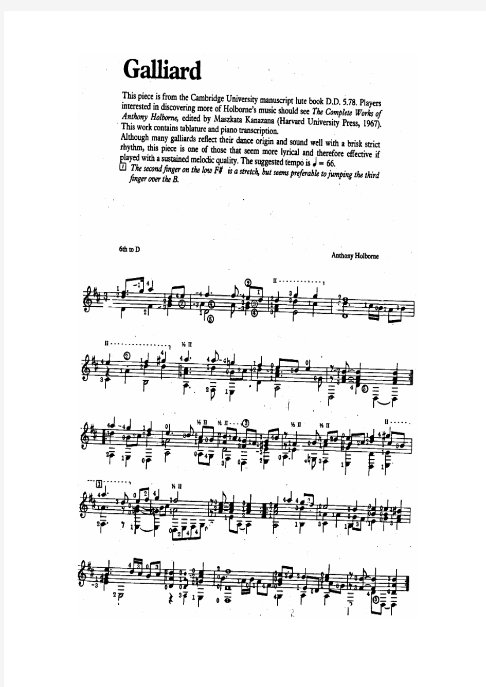 三拍子舞曲,Galliard;安东尼·赫本(Anthony Holborne)(古典吉他谱)