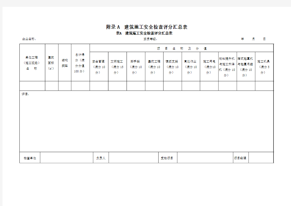 标准化评分表(完整版)