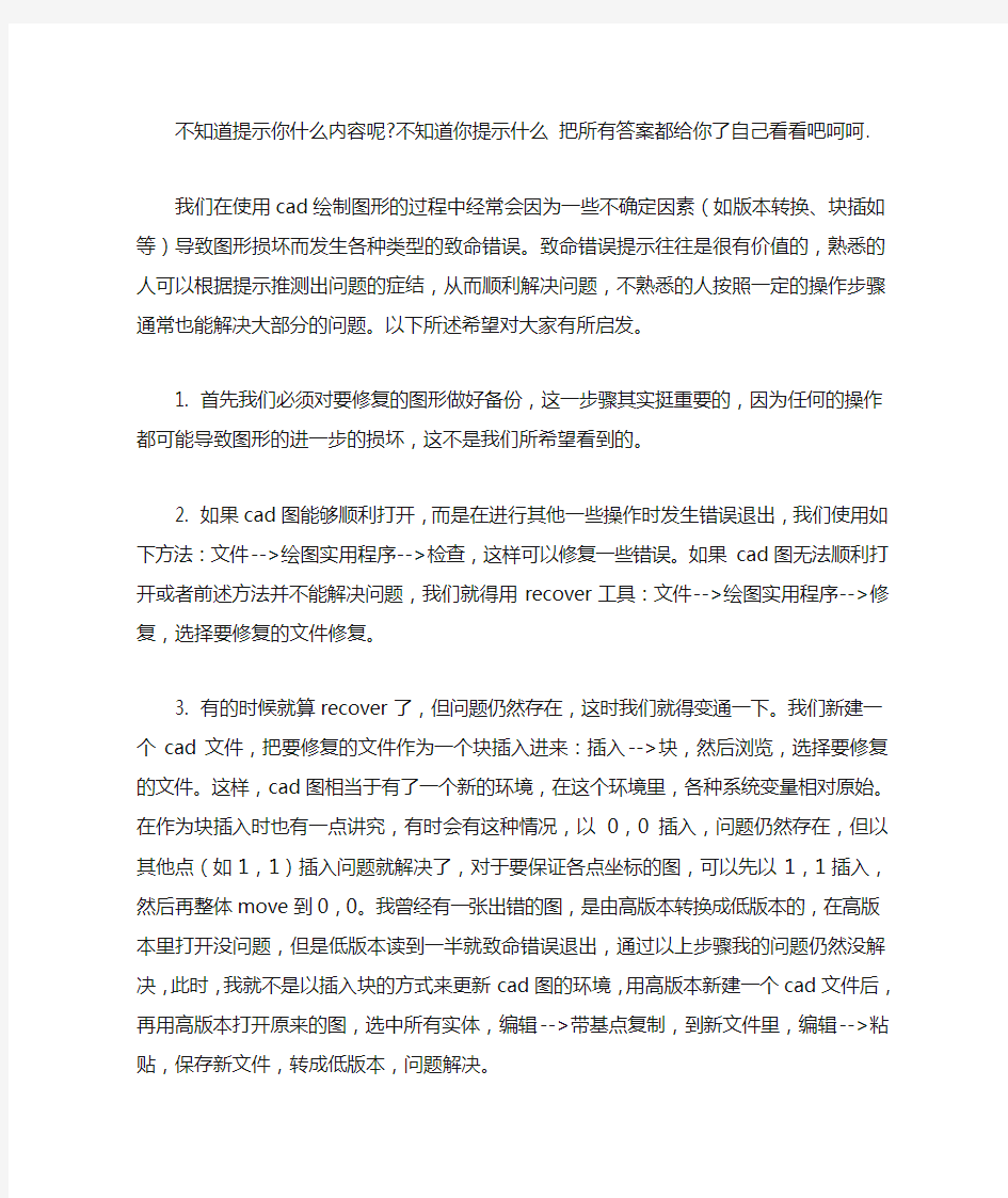 cad致命错误解决办法