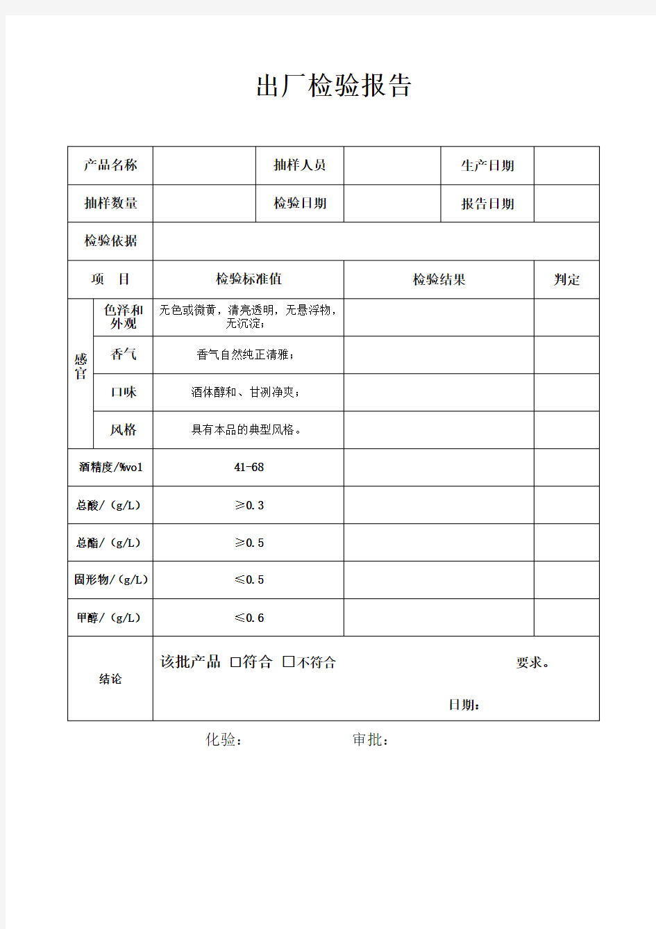 检验原始记录和出厂检验报告