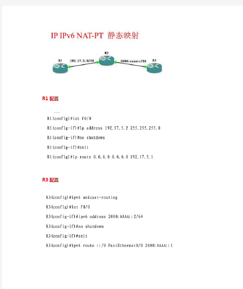静态NAT-PT ipv6配置