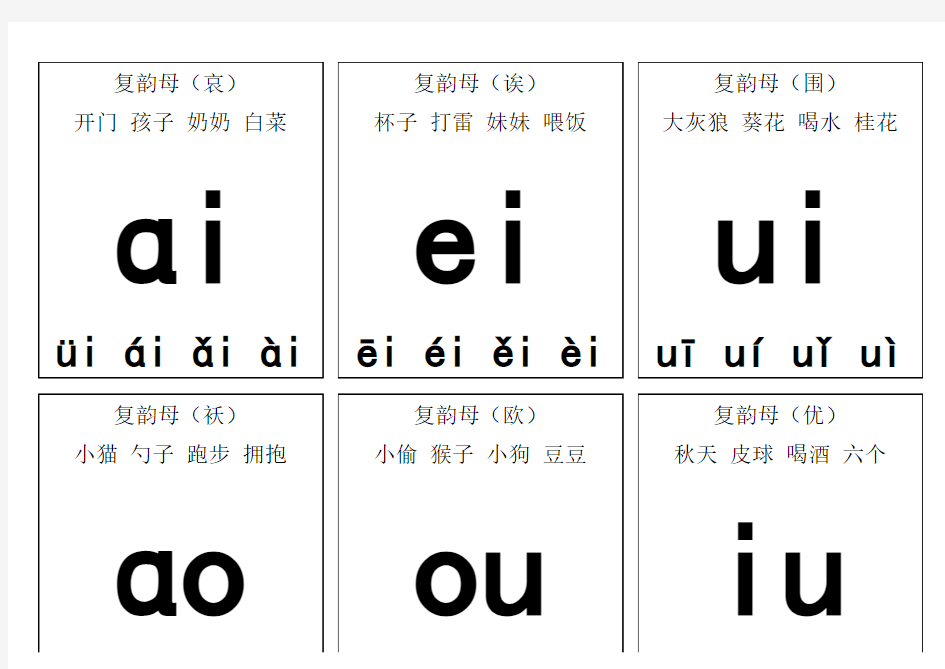 汉语拼音字母表卡片-读音