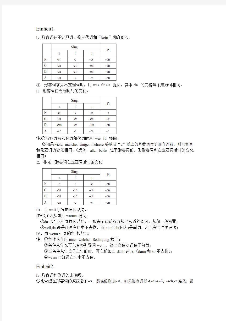 新编大学德语2-语法总结