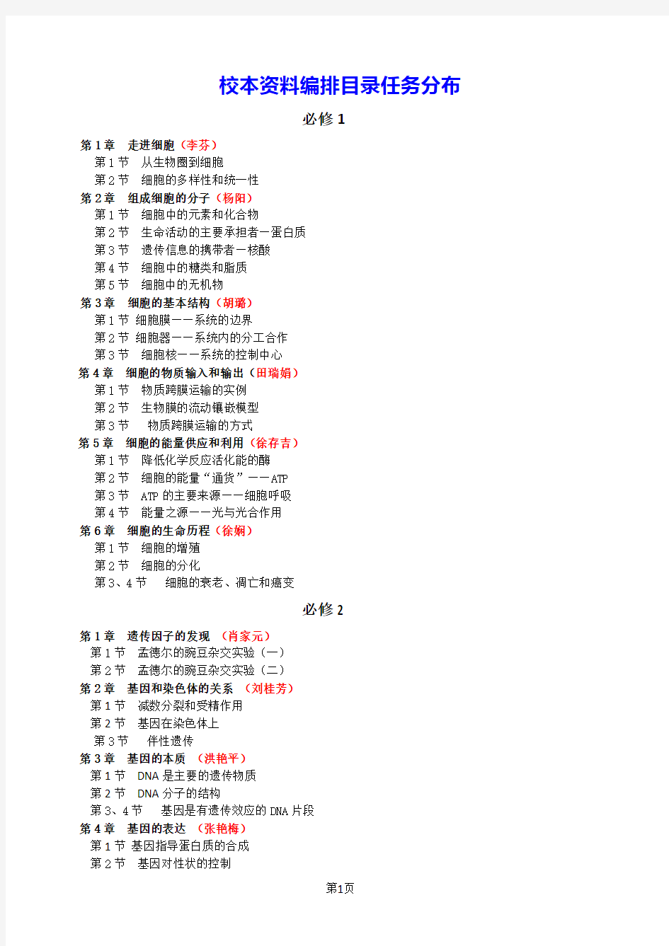 校本资料体例及任务布置