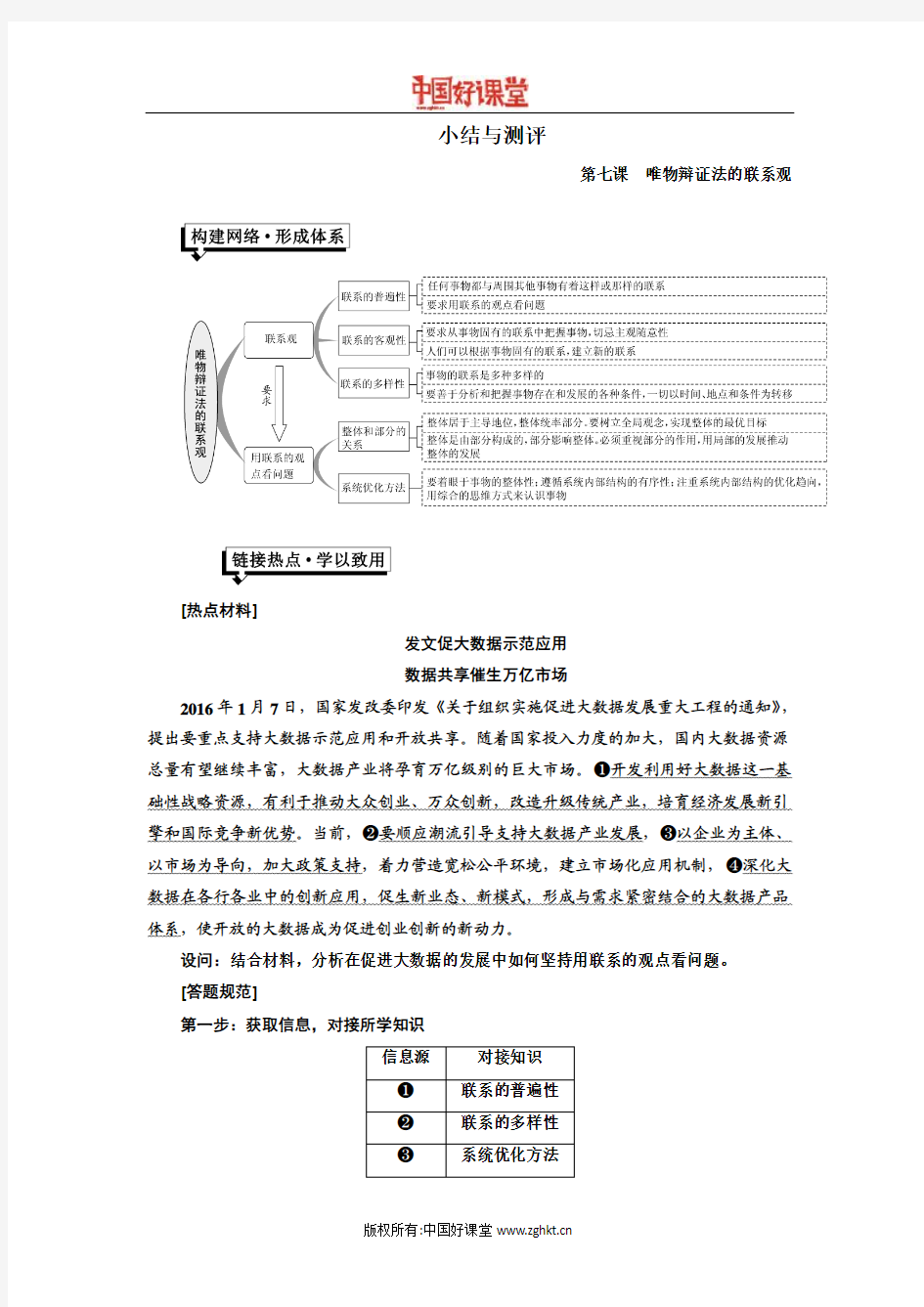 2016新课标三维人教政治必修4   第三单元  第七课  小结与测评