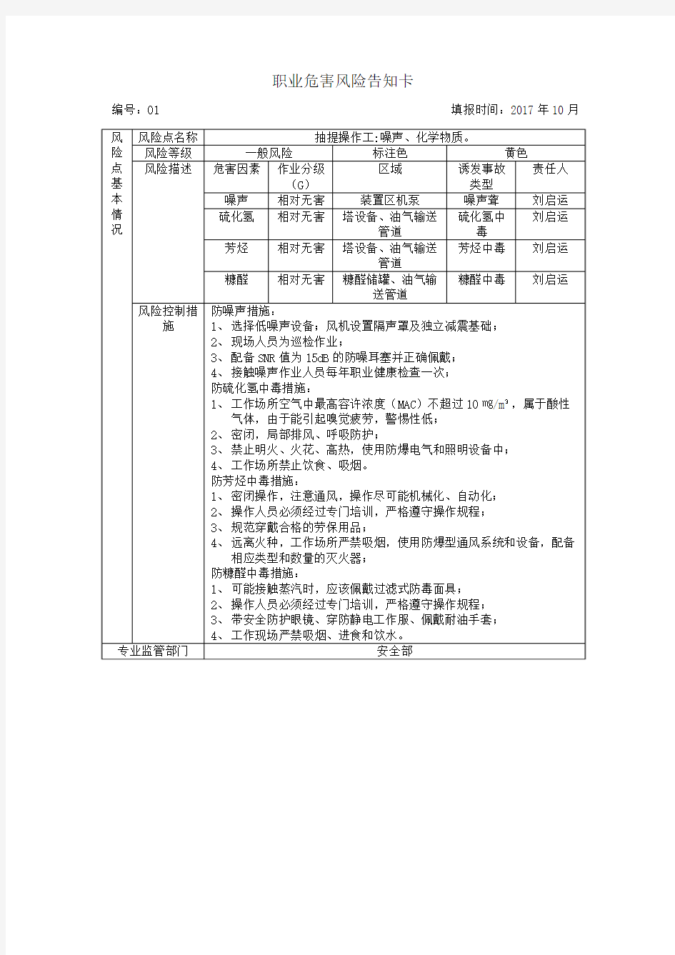 风险告知卡示例