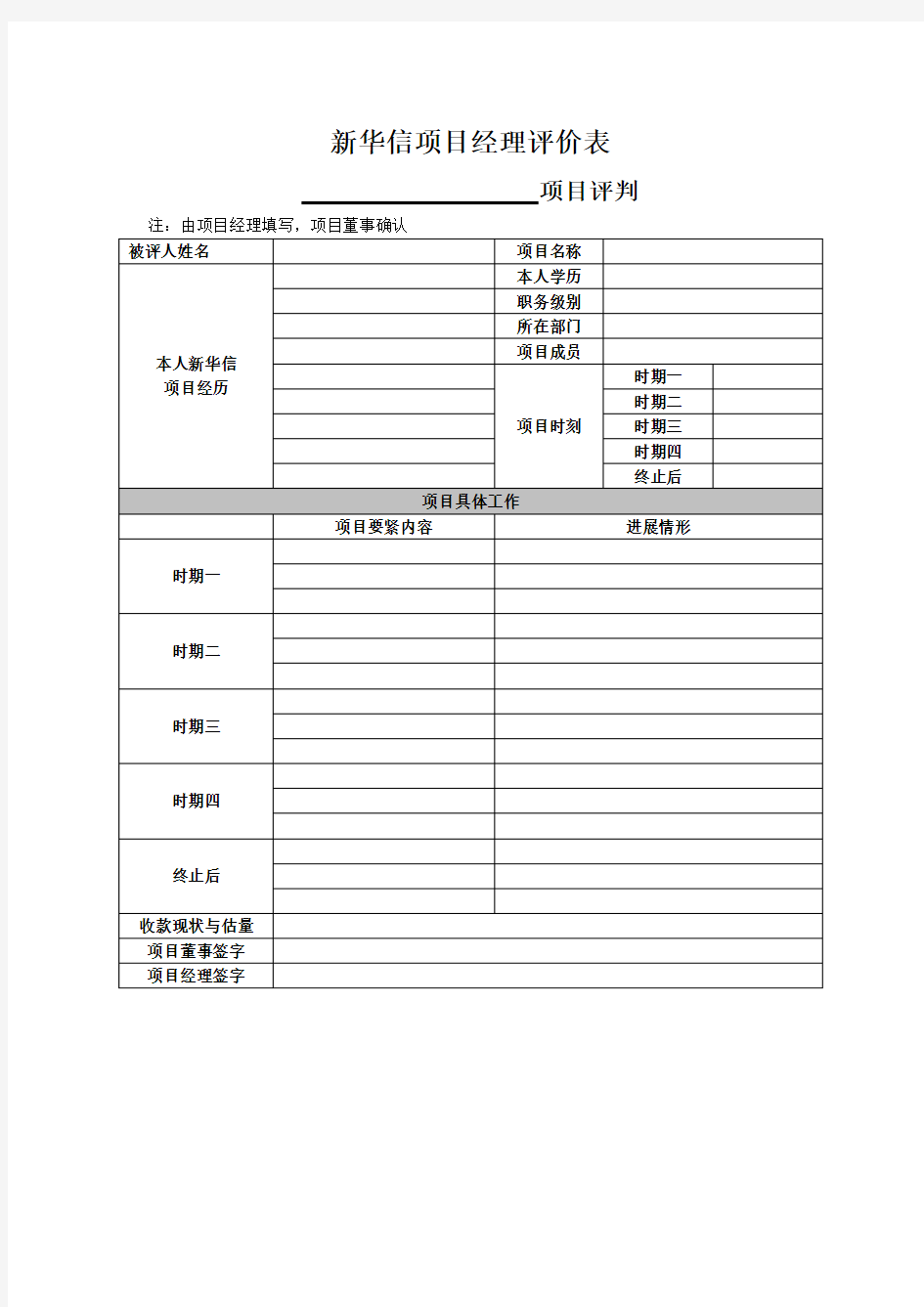 新华信项目经理评价表