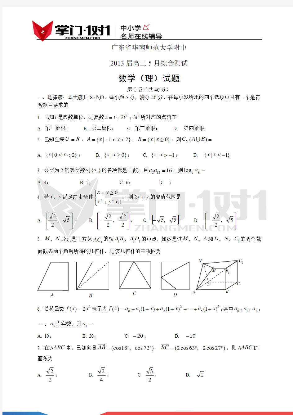 广东省华南师范大学附中2013届高三5月综合测试--数学(理)