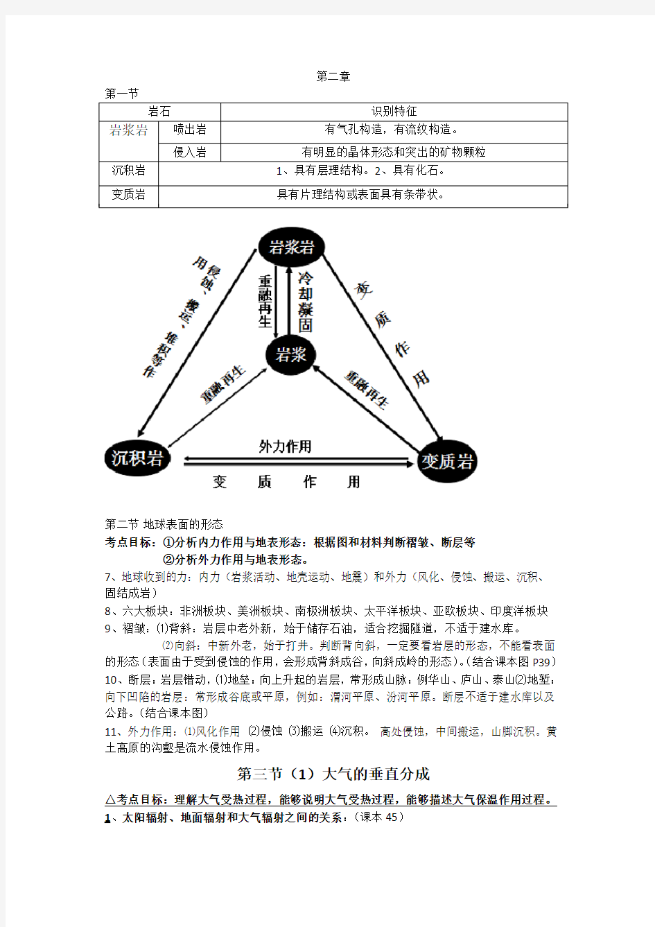 湘教版必修一地理第二章的重点内容