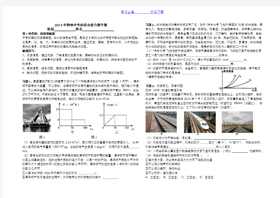 物理中考的综合能力题专题