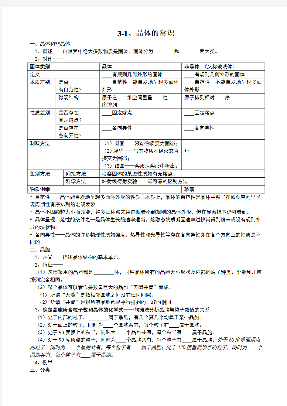 晶体结构与性质知识总结