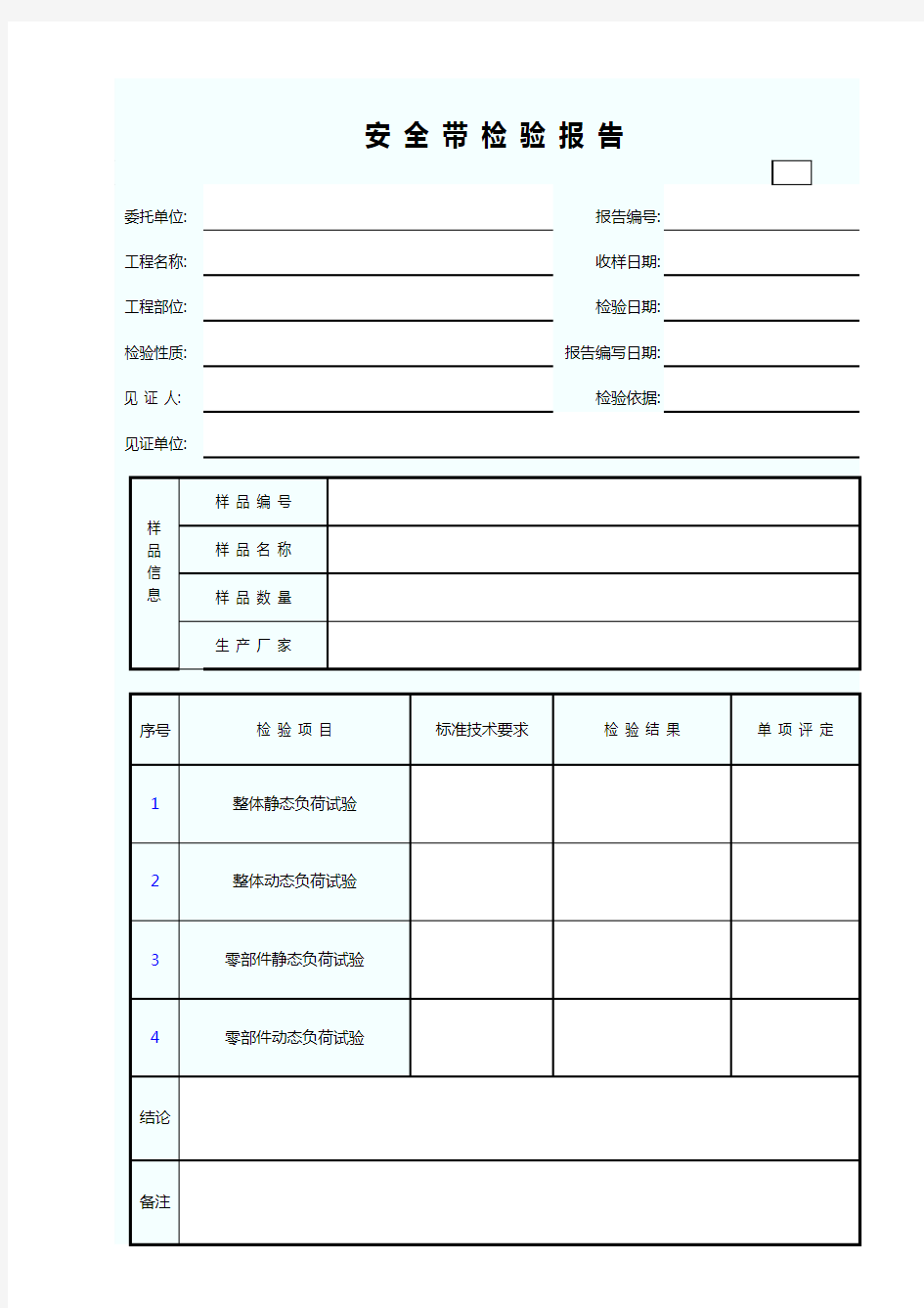 安全带检验报告