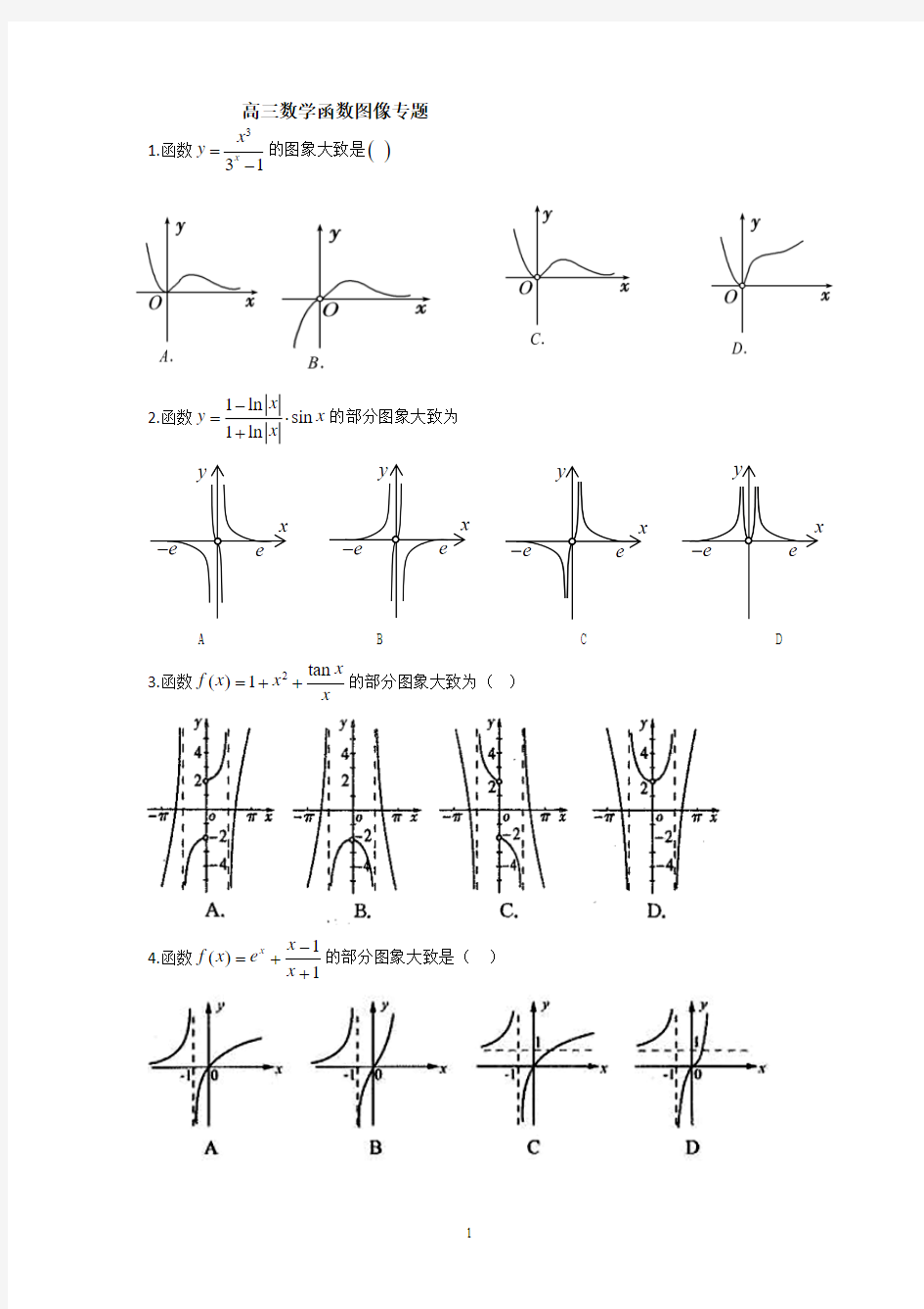 高三数学函数图像