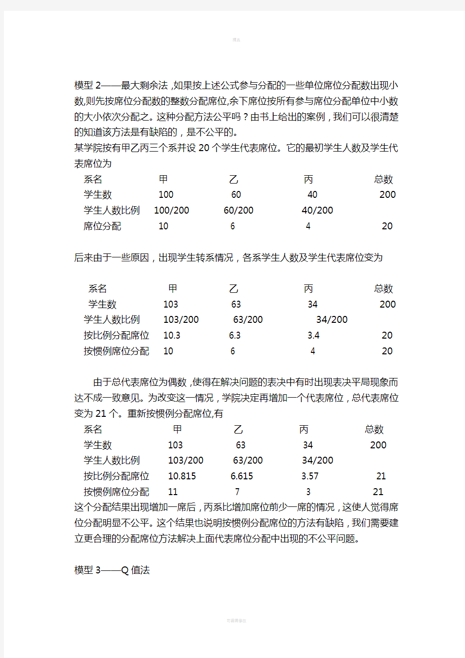 公平的席位分配