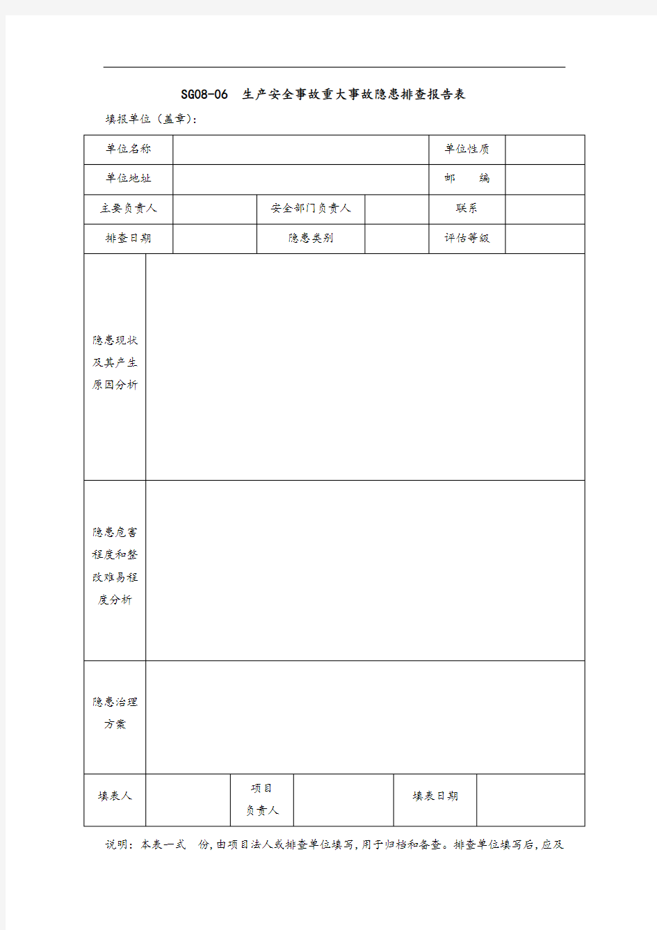 5.生产安全事故重大事故隐患排查报告表