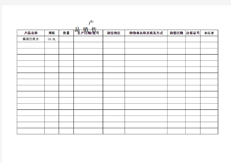 销售台账表格