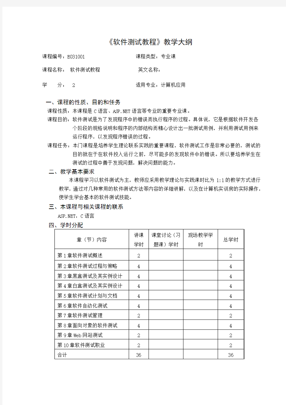 软件测试_教学大纲