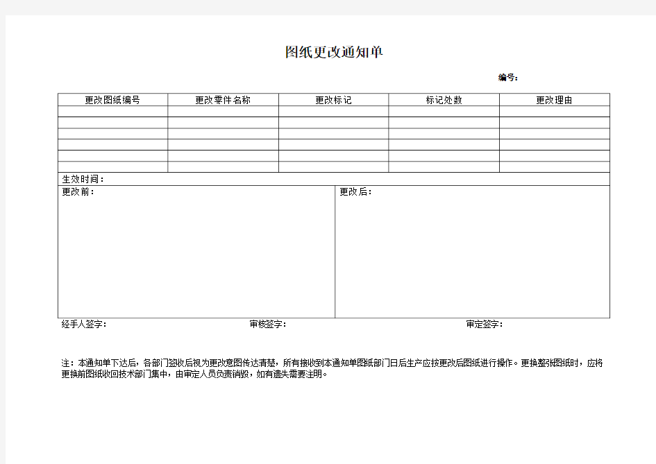 图纸更改通知单