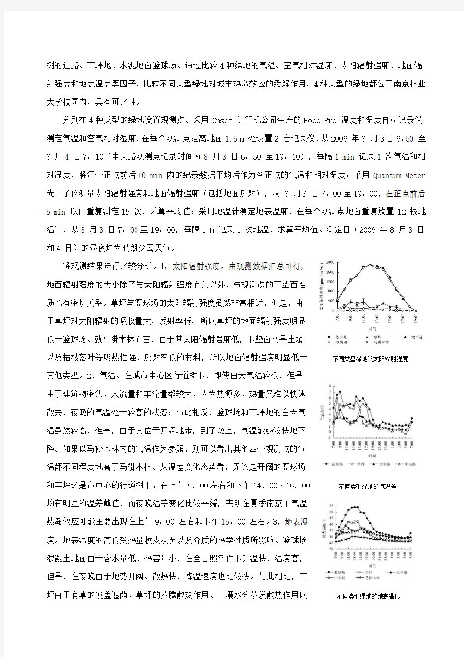 读绿地与城市热岛效应研究有感