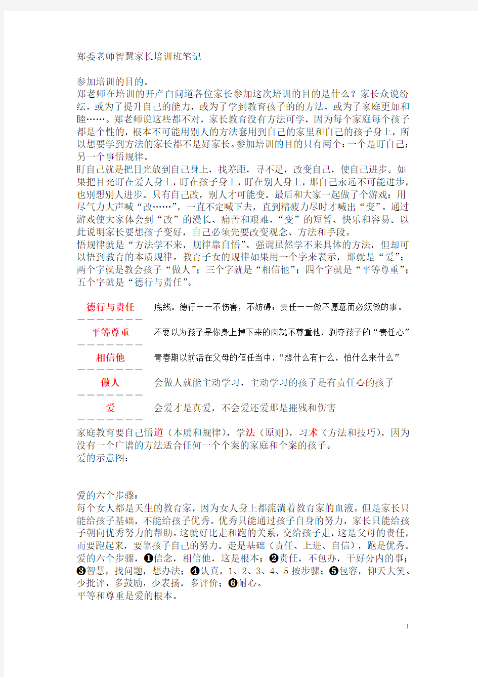 郑委老师智慧家长培训班笔记