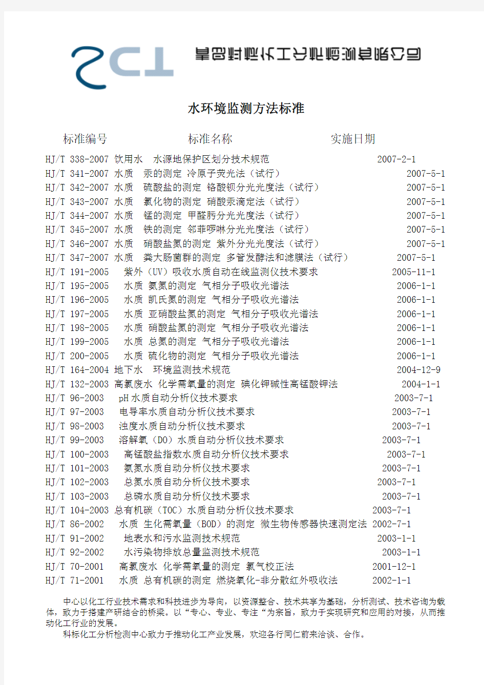 水质检测标准、检测方法