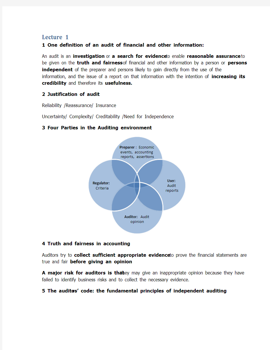 Summary of THE AUDIT PROCESS--principles,practice and cases