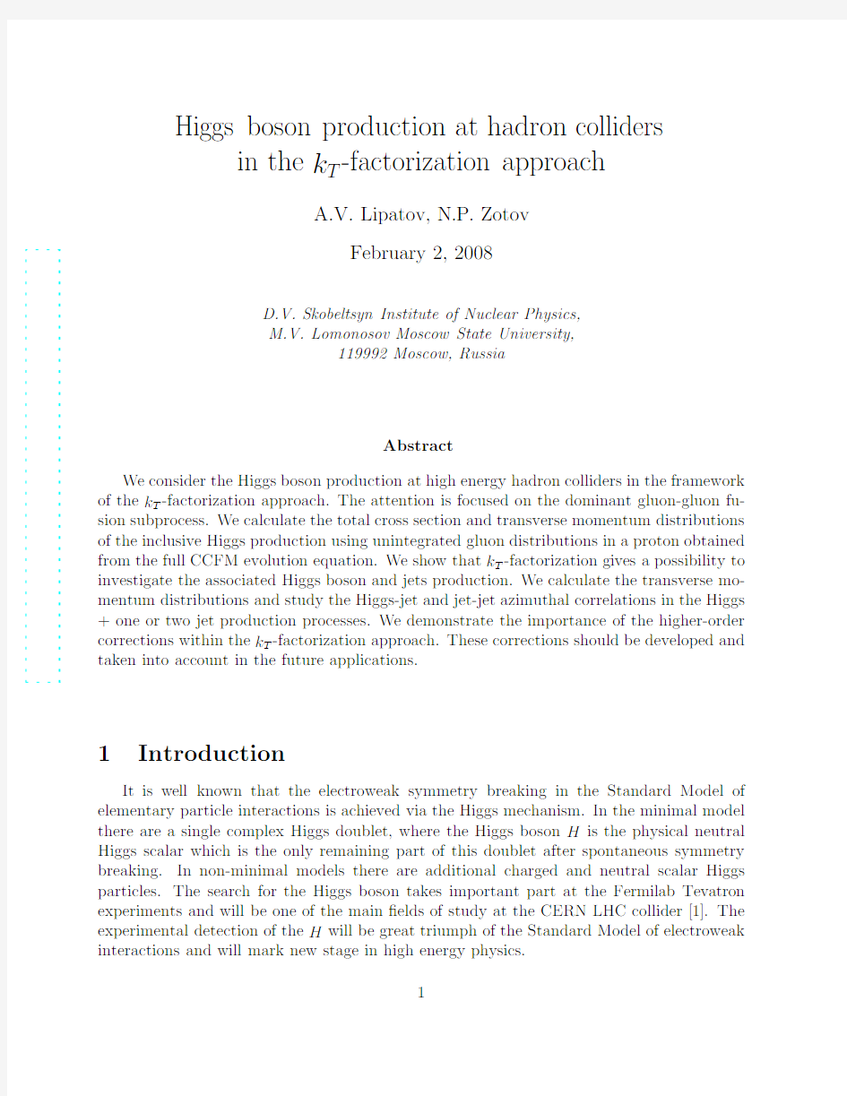 Higgs boson production at hadron colliders in the k_T-factorization approach