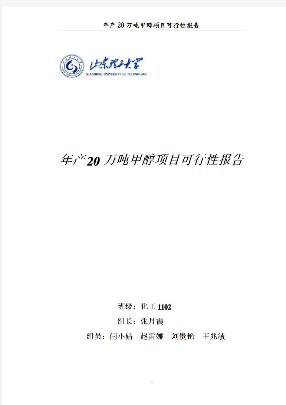 年产20万吨煤制甲醇生产工艺初步设计