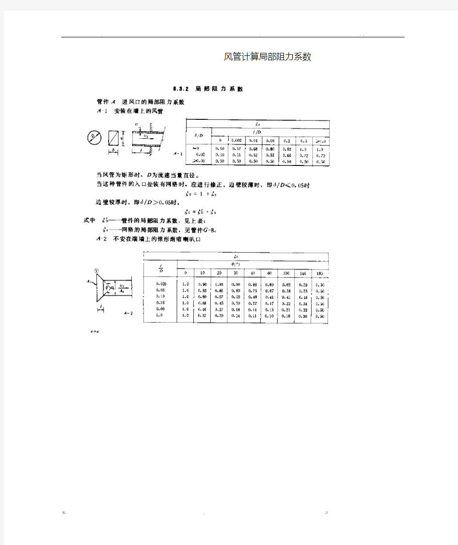 风管计算局部阻力系数