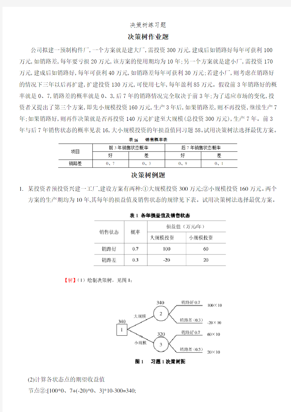 决策树练习题