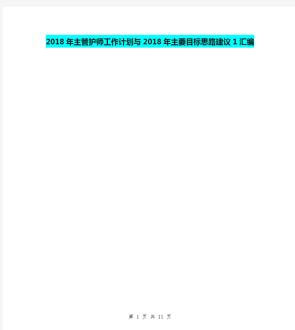 2018年主管护师工作计划与2018年主要目标思路建议1汇编.doc