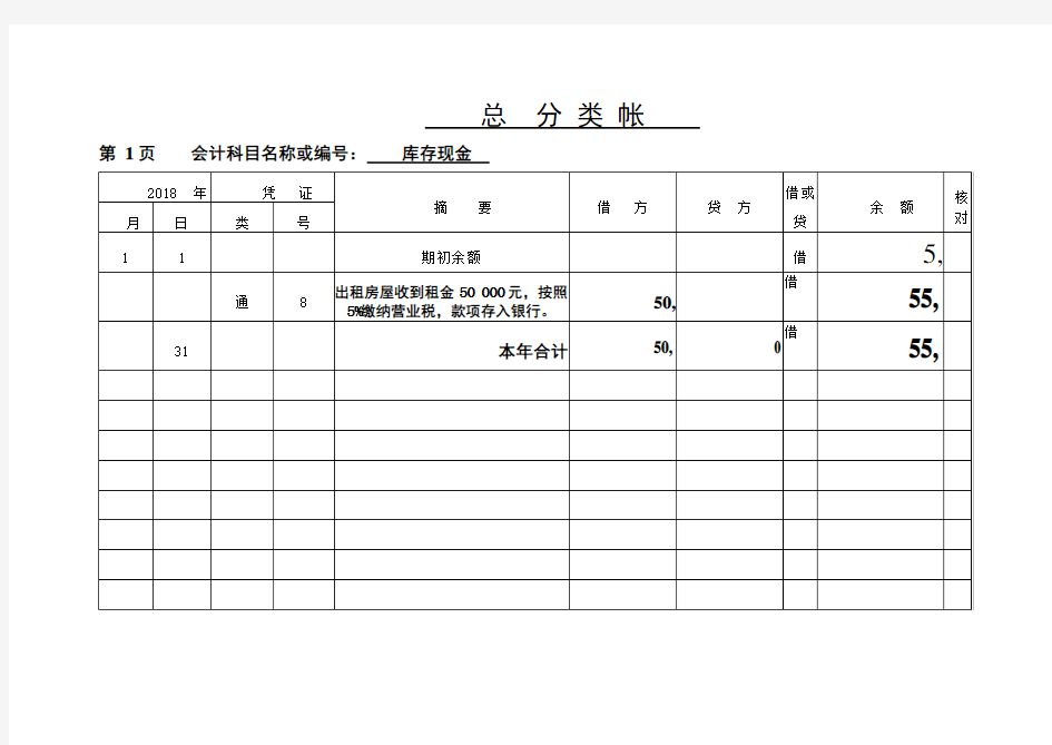 总账账格式