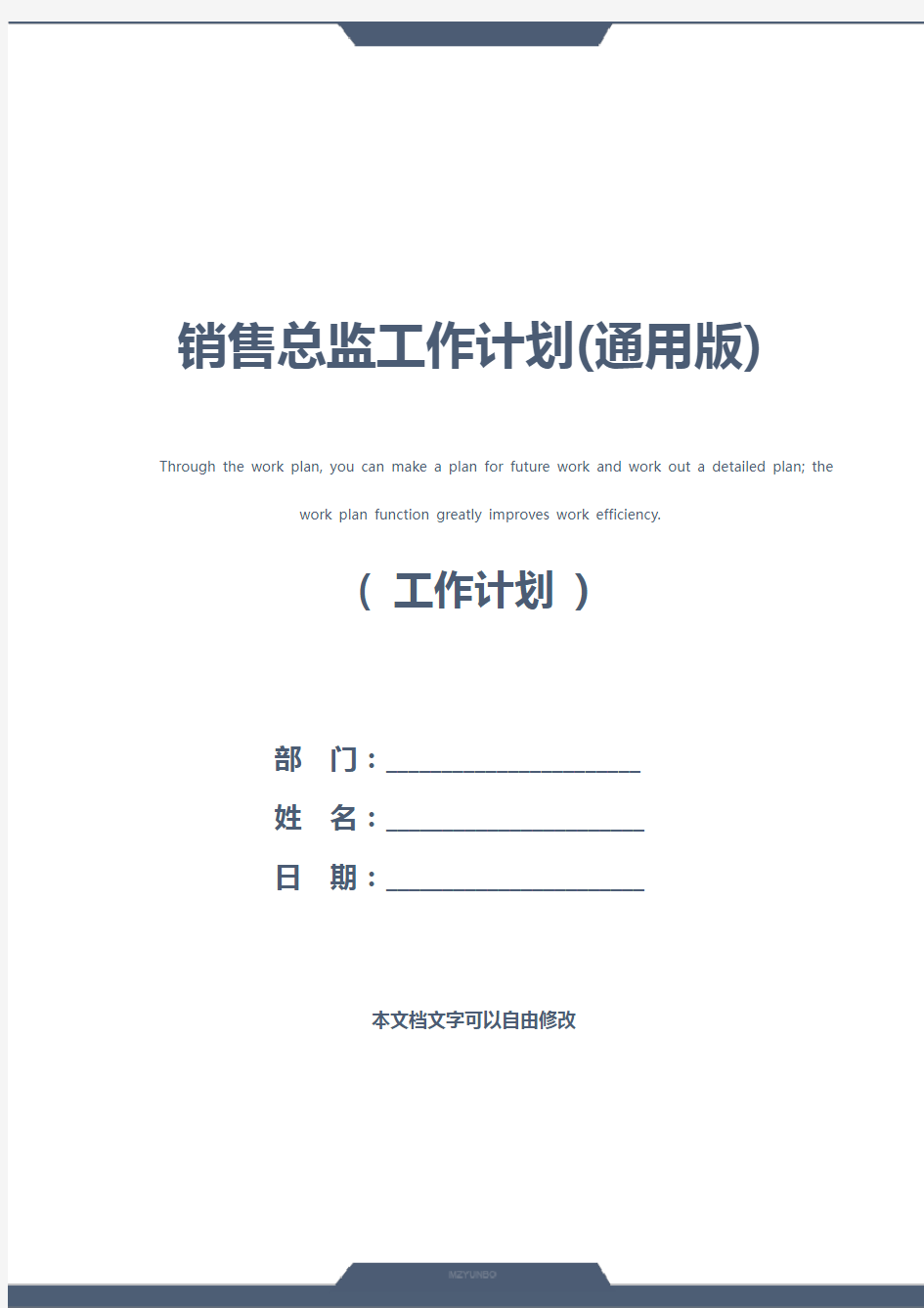 销售总监工作计划(通用版)