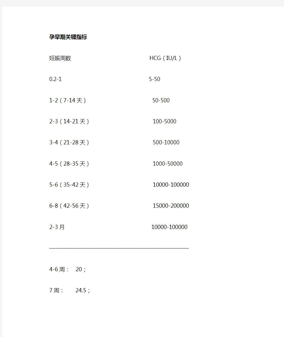 (完整版)怀孕期间各项指标正常值对比