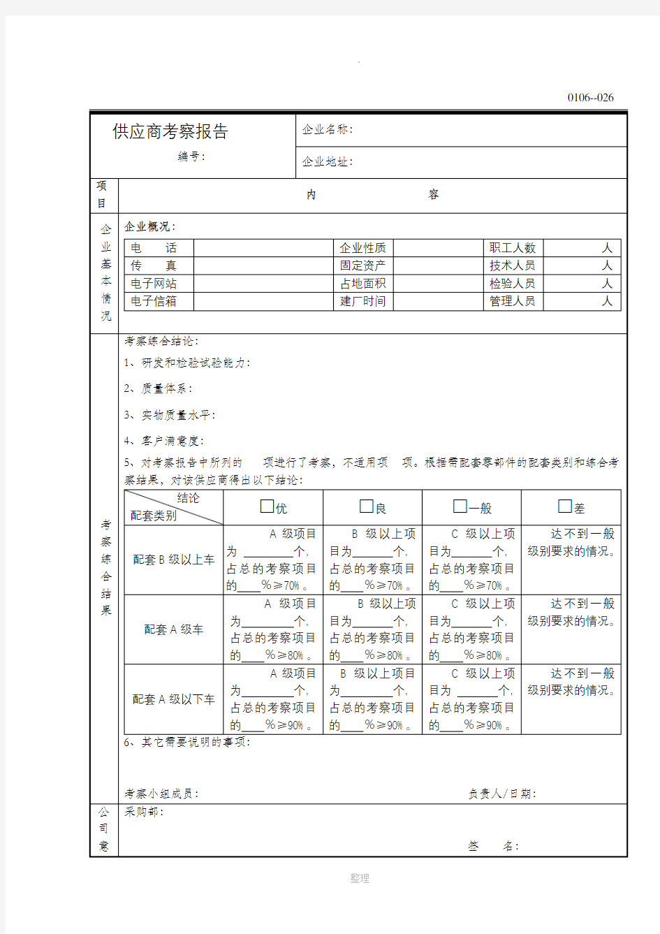 供应商考察报告