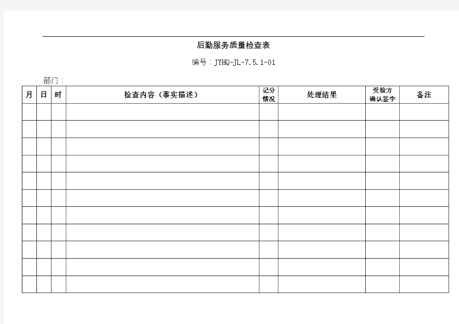 后勤服务质量检查表【模板】