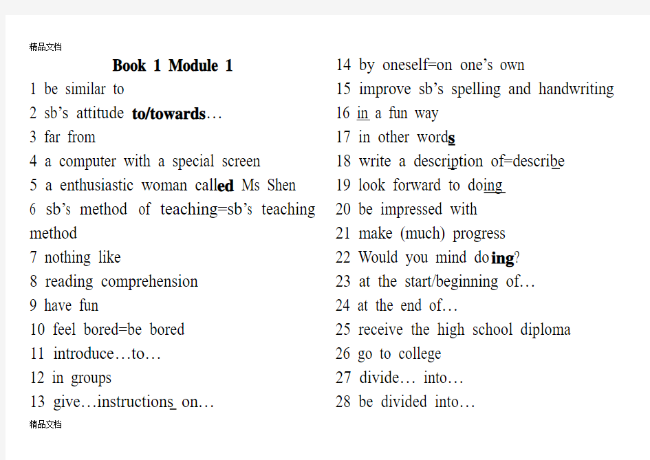 最新外研版高一英语必修一Module-1-6-知识点总结