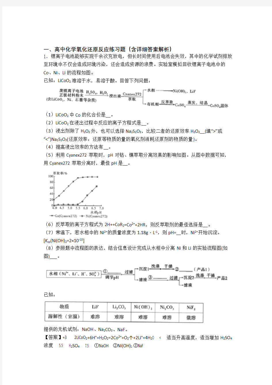 高考化学压轴题专题复习—氧化还原反应的综合及答案解析