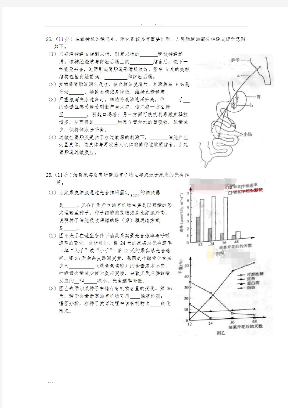 2015年高考生物山东卷