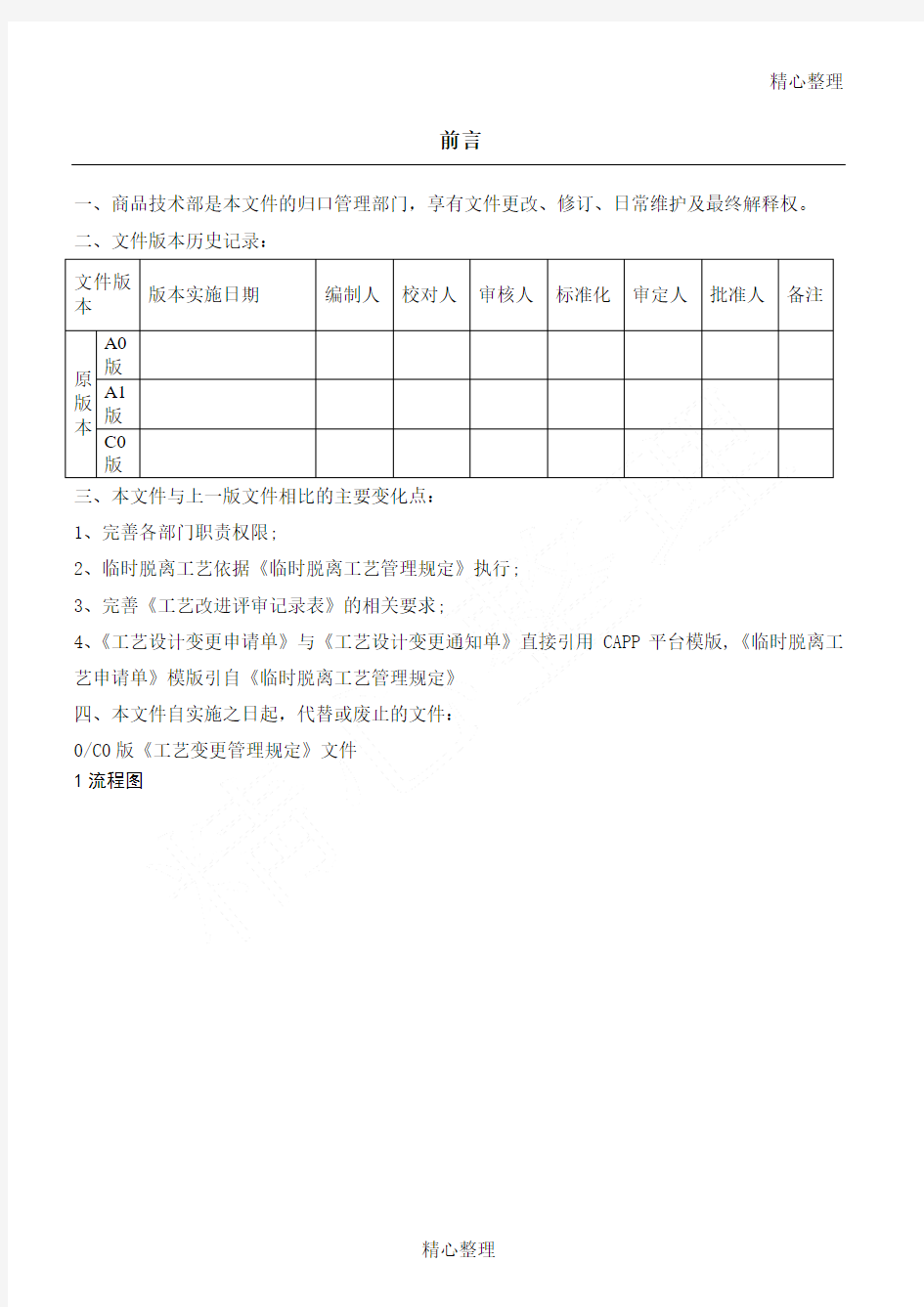 工艺设计变更管理规定